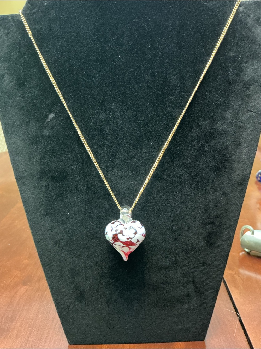 Hand blown glass heart necklace
